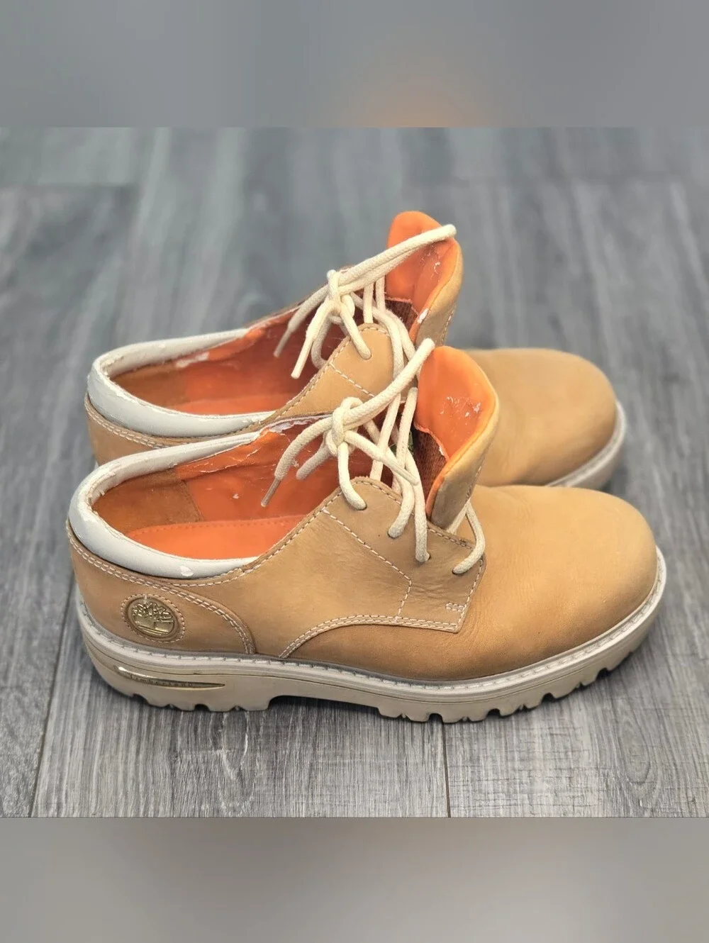 Timberland 59006 Wheat Nubuck Leather Rugged Oxford Shoes Men’s 8W Tan Lug Sole